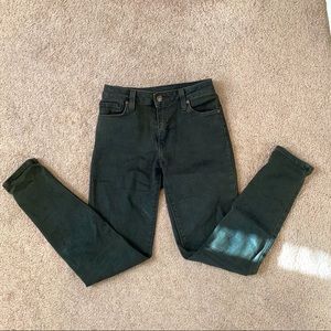 Dark green knee rip skinny jeans